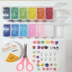 국내포장 파이노봇 시드비즈 세트 동백이 팔찌 반지 마스크줄 마스크스트랩 만들기 DIY SET스마일, 3mm 비비드컬러
