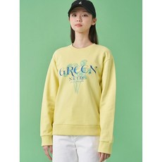 정품 빈폴 레이디스 티셔츠 Green BP 보타닉 그래픽 프린트 스웨트 셔츠 옐로우 BF3141N02E