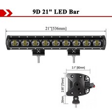 차량용경광등 차량비상등 VISORAK 9D 4x4 트럭 플러드 범퍼 지붕 LED 라이트 바 오프로드 트랙터 자동차 S, 03 9D 21inch 90W, 1개