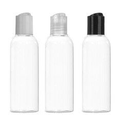 [25개묶음판매] 프레스캡 30ml 50ml 60ml 75ml 80ml 100ml 똑딱이캡 공병 화장품, 100ml 투명용기, 검정캡, 10개