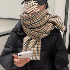 남여 나들이목감싸개 목도리 머플러 스카프 za ra녀 가을 겨울 옐로우그린 체크 남녀 리버시블-18957