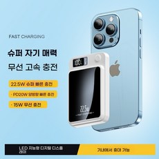 마그네틱미니 보조배터리 20000mAh 슈퍼 급속충전 23W 핸드폰보조배터리, 화이트