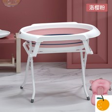 강아지 스탠드 욕조 이동식 멀티 폴딩 애완동물 샤워, 핑크+홀더+부상욕 매트, 1개