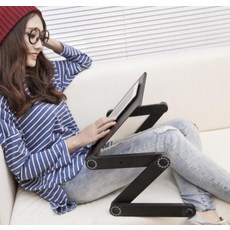 이동식책상 침대용책상 SUFEILE-알루미늄 노트북 접이식 테이블 컴퓨터 책상 스탠드 침대 360 도 회전 다기