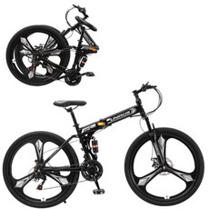 MTB자전거 접이식자전거 산악자전거 입문용 출퇴근 24 26인치, 삼각휠, 블랙화이트