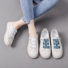Junchen화이트 슈즈 여진 가죽 옥스포드 소프트 학생스니커즈