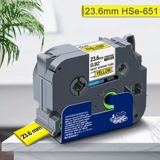 브라더 Ptouch 라벨 메이커용 열 수축 튜브 테이프 23.6mm HSe 651 노란색 리본에 검정색 1PK 호환, 01 Black on Yellow, 한개옵션1