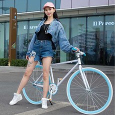 와이비홀딩스 쓰나미픽시 자전거 트랙 출근 알루미늄 로드사이클, 파란색과흰색30