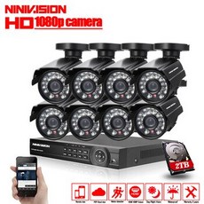 [해외] 1080 P 8CH CCTV 보안 시스템 8 채널 HDMI AHD NVR DVR HD 2.0MP 야외 실내 카메라 키트 비디오 감시 시스템 2 테라바이트 HDD, 1 T