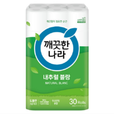 깨끗한나라 내추럴블랑 도톰한 3겹 화장지 25M 30롤 100%천연펄프, 1개