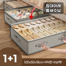 보니따민 언더베드 투명창 패브릭 정리함, 2개, 헤링본