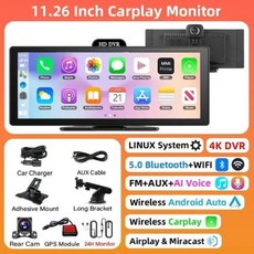 자동차 무선 후방 카메라 트럭 화물차 승용차 SUV 대시 캠 와이파이 카플레이 안드로이드 자동 DVR GPS 네비게이션 비디오 녹음기 보드 듀얼 렌즈 24H 파크 AUX 11.26, 없음, 22) 4K Full Set - With 32G TF