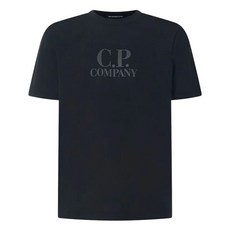 CP컴퍼니 머서라이즈드 로고 티셔츠 블랙