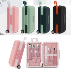 귀여운 캐리어 디자인 손톱깎이 12종 세트 Manicure Set of 12, 1개, 민트