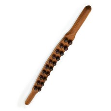 20 구슬 Guasha 긁는 스틱 나무 마사지 도구 아픈 근육을 완화 몸 자오선 지팡이 허리 허리, 나무 색상, 하나