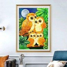 부엉이가족보석십자수