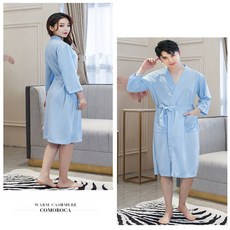 목욕가운 샤워가운 여름가운 여름목욕가운 여름샤워가운 와플샤워가운 호텔샤워가운, 여자와플가운-블루, 1개
