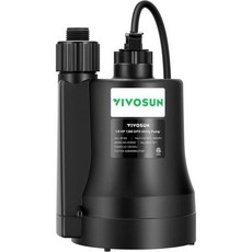 VIVOSUN 수중 워터 펌프 15HP 1380GPH 유틸리티 10피트 케이블 컴팩트하고 휴대용인 열가소성 섬프 연못 지하실 수영장 온수 욕조 배수에 이상적입니다, 1/5HP1380GPH, 1개
