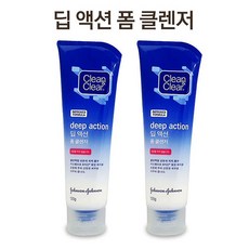 클린앤클리어 ( 딥액션 폼 클렌저 ) 포밍 폼클렌징 여드름화장품 피부진정 클렌징 미세먼지 노폐물 강력, 2개