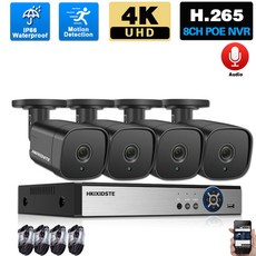 8MP 초고화질 POE IP 탄환 카메라 키트 8CH NVR 키트 CCTV 카메라 보안 시스템 키트 4CH 4K 옥외 영상 감시 시스템 키트, 없다, 미국 플러그, 4k 8채널 NVR 4개의 캠, 1개