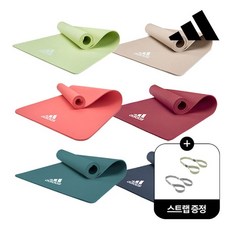 [쇼핑엔티] 아디다스 TPE 요가매트 8mm 스트랩 포함 필라테스 홈트 헬스 운동 안밀리는 스트레칭, 루비