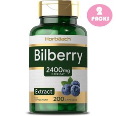 Horbaach Bilberry Extract 2400 [영국발송] 호바흐 빌베리 추출물 2400mg 비건 200캡슐 2팩, 2개, 200정, 2개