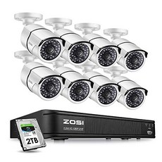 ZOSI 8-Channel HD-TVI 1080p Security Camera System Surveillance DVR Recorder with (8) 2.0MP 1920TVL Indoor/Outdoor Bullet Cameras 100ft Night Vision, 1, 기타