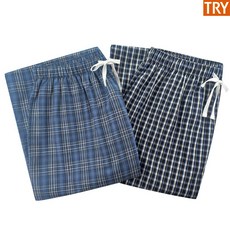 트라이 남자 순면 체크 파자마 9부 긴바지 D02I