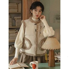여성 조끼 패딩 구스 데일리 숏 테이트 양털 누빔