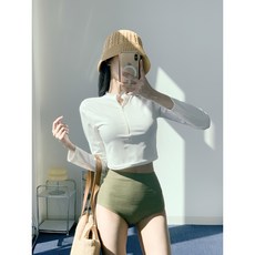 라포로 반집업 크롭 래쉬가드 상의