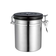 엘빈스 배기 밸브 스테인리스 스틸 밀봉 커피보관용기 1.5L, 1개, 실버