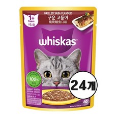 위스카스 파우치, 24개, 위스카스팩 구운고등어80g