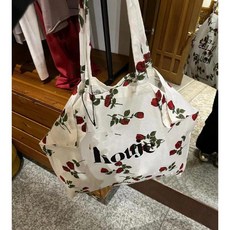 이시영 에코백 가성비 숄더백 캔버스 꽃무늬 체크 프린트 데일리 대학생