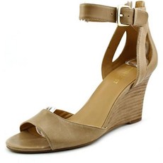 나인웨스트 웨지힐 샌들 여성 플로이드 가죽 앵클 스트랩 웨지