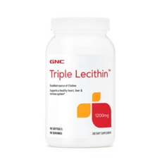 GNC 트리플 레시틴 1200mg 글루텐 프리 무설탕 소프트젤, 90개입, 1개