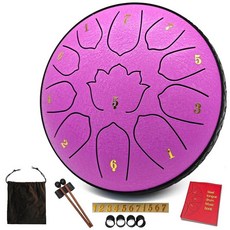 15.2cm(6인치) 스틸 텅 드럼 11개의 노트 야외 사용을 위한 레인 드럼 소프트 백 음악책 및 망치 포함 명상 요가 및 휴식을 위한 이상적인 타악기, Lavender Purple