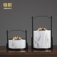 다옴 인테리어 신 중국식 스틴 모델하우스 별장 실내 거실 서재 현관 금속 부처님 소프트 엔틱한디자인, 고액의 제기함