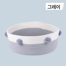  핫한 인플루언서 사계절 통한다.고양이 집 목화 끈으로 애완 고양이 집 고양이 침대를 엮다, 그레이, 지름 약 40cm 