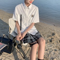 쇼핑쇼핑몰 Cloth dressing 오리지널제작 로즈 키스 BF 카고무드 와이드 루즈핏 학원 유니폼 반팔 여성 여름