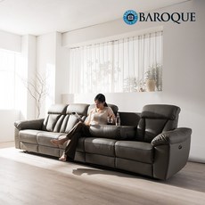 바로크가구 루벤스 홈바형 전동 가죽 리클라이너 소파 6인용 2color, 머드그레이