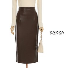 지컷페이크레더슬릿스커트 카라 KARRA 페이크레더H라인스커트 A3F0462