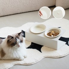 FONOW 강아지밥그릇 강아지물그릇 강아지슬로우식기 고양이밥그릇 다기능 보호 식기 세트, 1개, 아이보리