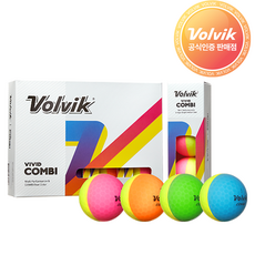 VOLVIK 볼빅 비비드콤비 3피스 골프공 12구 VIVID 콤비 반반볼 반반골프공, 12개입 - 볼빅뉴비비드