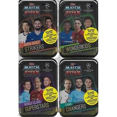Match Attax 2019 2020 Topps UEFA Champions League Soccer Trading Card Game Sealed MEGA Collector's T, 4 Tin Lot including one of eac