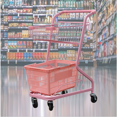 2단장바구니 쇼핑 마트카트 (바구니포함) 슈퍼마켓 쇼핑몰 식료품 국내당일배송, 핑크, 1개