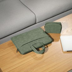 노트북 파우치 BUBM 가방 남성 15.6 인치 화웨이 matebookair 13.3 델 아수스 Xiaomi HP 에이서 디지털 저장 레노버 구조자 소매 라이너 여성에 적합, 선택 = 15.6 인치 섬세한 마이크로 벨벳 스티치 패션 모델-아미 그린 (타이로드 벨트 포함) 파워 팩