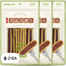 내츄럴랩 수제 커틀릿 강아지 간식, 소고기까스, 100g, 21개