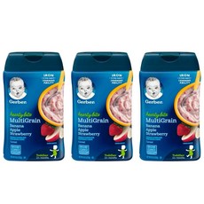 Gerber Gerber 거버 바나나 사과 딸기 멀티그레인 오트밀 시리얼 227g 3팩, 라이스 그레인