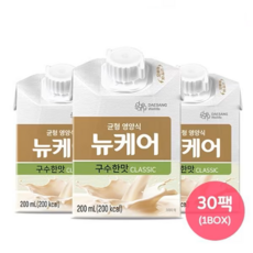 뉴케어 구수한맛 클래식 200ml 3대 영양소와 22종의 비타민 미네랄 이소말토올리고당 함유 누룽지처럼 구수한맛 열량구성비(%) 단백질:지방:탄수화물=::, 30개