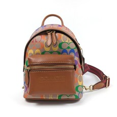 코치 백팩 가방 여성 COACH Charter Backpack 18 In Rainbow Signature Canvas